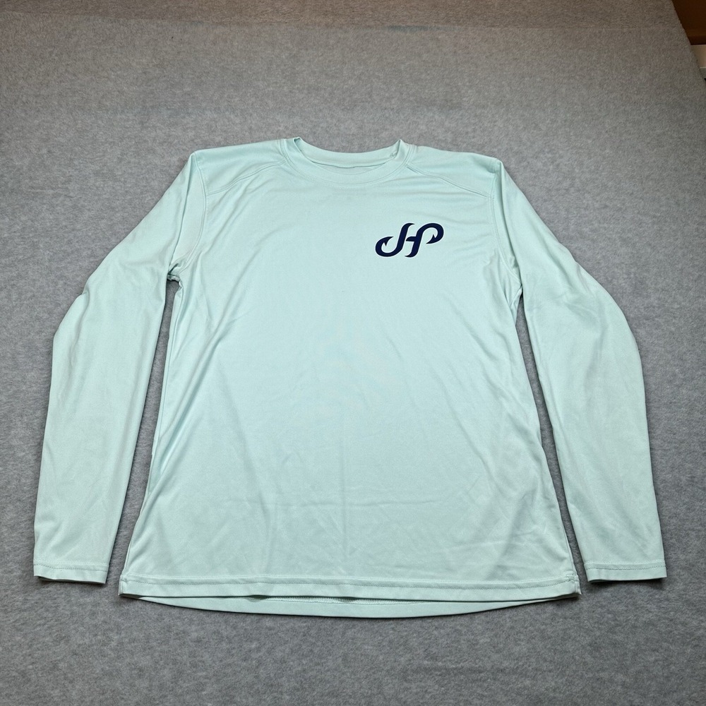 J Hook Long Sleeve T Shirt Men's S Light Blue Fisherman Outdoor Back Graphic